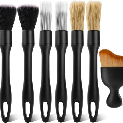 7PCS Car Deng Brush Kit - Ultra Soft Boars Hair Car Interior Deng Brushes, Includes 4 Different Brushes, Multi-use for Cleaning Interior or Exterior - Perfect Car Accessory Gift.