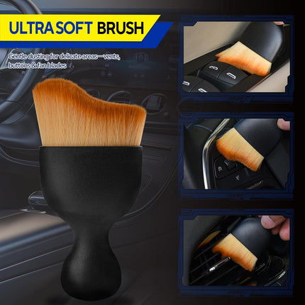 7PCS Car Deng Brush Kit - Ultra Soft Boars Hair Car Interior Deng Brushes, Includes 4 Different Brushes, Multi-use for Cleaning Interior or Exterior - Perfect Car Accessory Gift.
