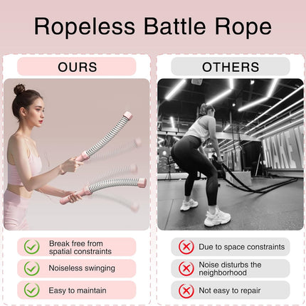 2PCS Weighted Ropeless Battle Ropes, 3.5 lbs in total, Heavy Duty Workout Rope for Home Gym with Training Poster, Portable Workout Rope for Strength Training, HIIT, Cardio, Non-Slip Grip, Fitness Equipment for Men & Women.