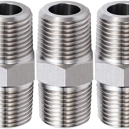 1/4" Male to 1/4" Male NPT Hex Nipple 304 Stainless Steel Threaded Pipe Fittings (Pack of 5)