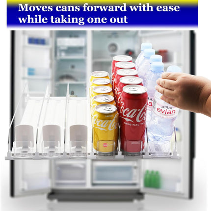 Drink Dispenser for Fridge,Automatic Pusher Glide Soda Can Dispenser for Refrigerator and Adjustable Width - Storage 25 Cans.