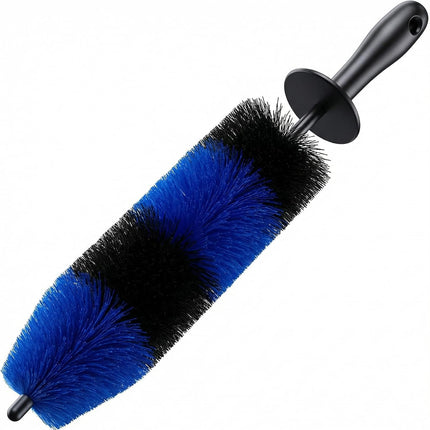 Master Wheel & Tire Brush, Easy Reach Wheel and Rim Deng Brush Long Soft Bristle, Car Tire Brush, Wheel Scrub Brush, Multipurpose use for Wheels Rims Exhaust Tips Motorcycles (Blue).