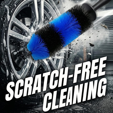 Master Wheel & Tire Brush, Easy Reach Wheel and Rim Deng Brush Long Soft Bristle, Car Tire Brush, Wheel Scrub Brush, Multipurpose use for Wheels Rims Exhaust Tips Motorcycles (Blue).