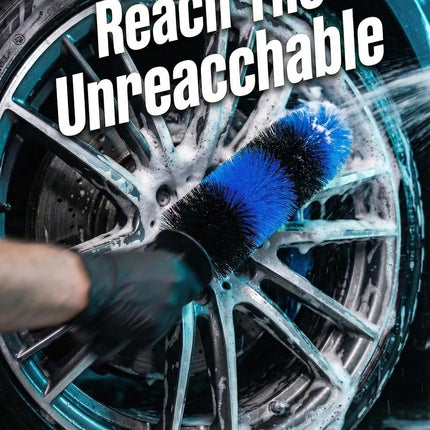 Master Wheel & Tire Brush, Easy Reach Wheel and Rim Deng Brush Long Soft Bristle, Car Tire Brush, Wheel Scrub Brush, Multipurpose use for Wheels Rims Exhaust Tips Motorcycles (Blue).