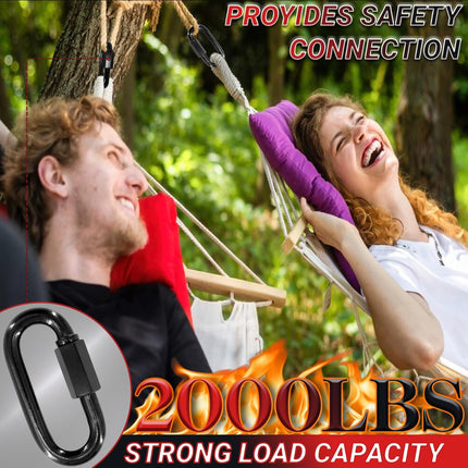 3.5" Black Chain Quick Link, 20 Pcs 3/8" Heavy Duty Locking Carabiner, 2000 LBS Capacity, Durable Chain Connector for Hanging Keys, Dog Leash, and Fence Gates.
