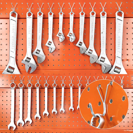 80 Pack Pegboard Hooks J-Hook – 1 Inch Silver J Hooks for Pegboard – Heavy Duty Peg Board Hooks for Hanging Jewelry, Keys, Retail Items & Small Tools – Fits 1/8” & 3/16” Pegboards.
