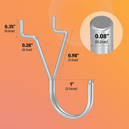 80 Pack Pegboard Hooks J-Hook – 1 Inch Silver J Hooks for Pegboard – Heavy Duty Peg Board Hooks for Hanging Jewelry, Keys, Retail Items & Small Tools – Fits 1/8” & 3/16” Pegboards.