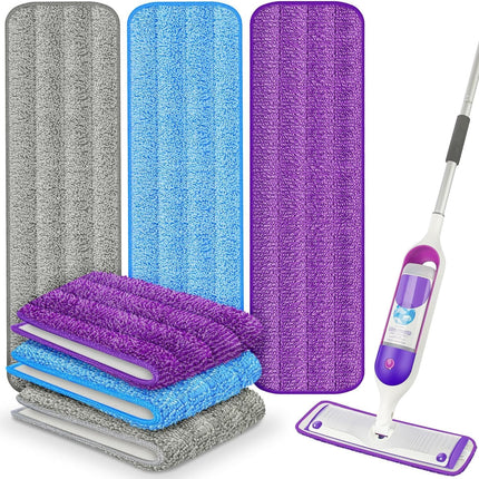 6 Pack Reusable Mop Pads for Swiffer PowerMop, Super Absorption, Multi-Surface ood Floor Cleaning, Machine Washable Up to 100 Times, Durable, Suitable for All Finished Floors.