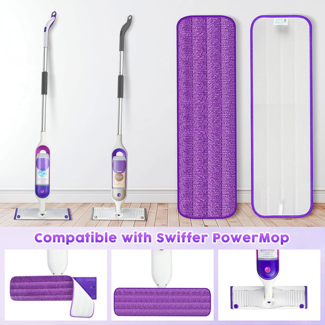 6 Pack Reusable Mop Pads for Swiffer PowerMop, Super Absorption, Multi-Surface ood Floor Cleaning, Machine Washable Up to 100 Times, Durable, Suitable for All Finished Floors.