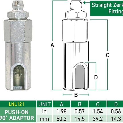 Push-on Slotted Right Angle 90 Degree Grease Coupler.