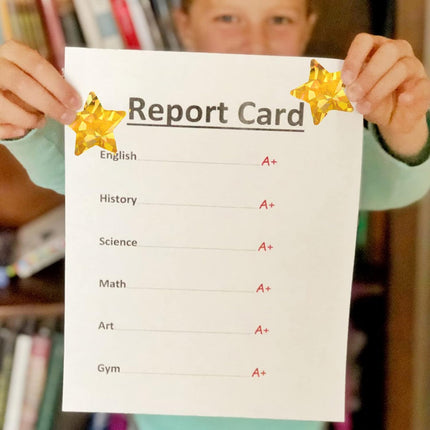 1.5" Large Holographic Gold Star Stickers for Kids Reward, 500 Pcs Foil Star Metallic Stickers Roll for Behavior Chart, Student Planner and School Classroom Teacher Supplies.