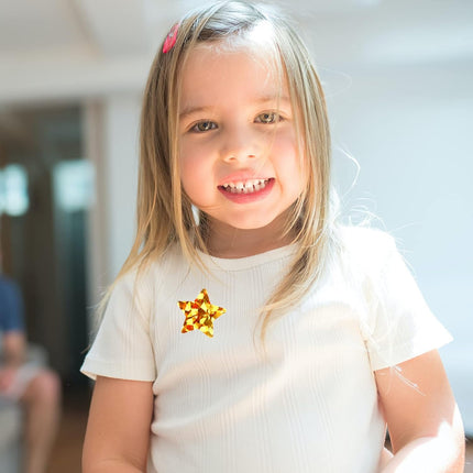 1.5" Large Holographic Gold Star Stickers for Kids Reward, 500 Pcs Foil Star Metallic Stickers Roll for Behavior Chart, Student Planner and School Classroom Teacher Supplies.