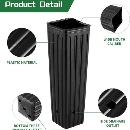 50 Pcs 12" Tall Tree Pots Plastic Deep Nursery Pots Tall Nursery Tree Pots Plant Deep Seedling Pots, Flower Plant Container Pots with 3 Pcs Garden Tools for Indoor Outdoor Use.