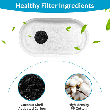 16 Pack Replacement Filters for Cat/Dog Water Fountain - Stainless Steel, 67oz/2L Adjustable Water Flow, Super Quiet.