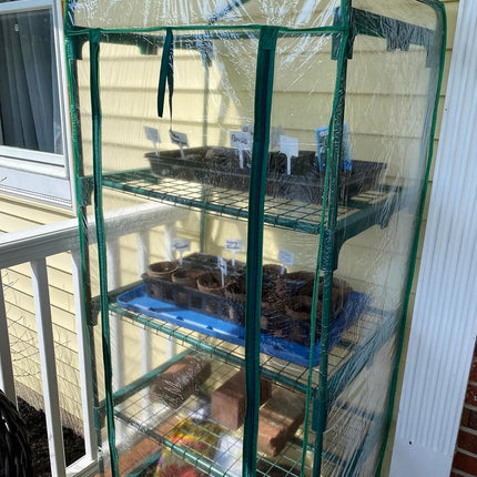 4-Tier Greenhouse Replacement Cover Clear PVC Greenhouse Cover with Roll-Up Zipper Door - 27" L x 19" W x 63" H.