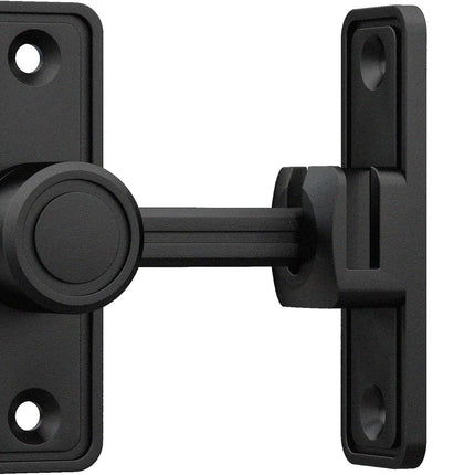 Barn Door Privacy Latch, 90°/180° Swing Slide Lock, Zinc-Alloy, Adhesive or Screw Mount, Interior Use for Bathroom/Bedroom/Closet/Shed, Includes Screws & Glue - Black.
