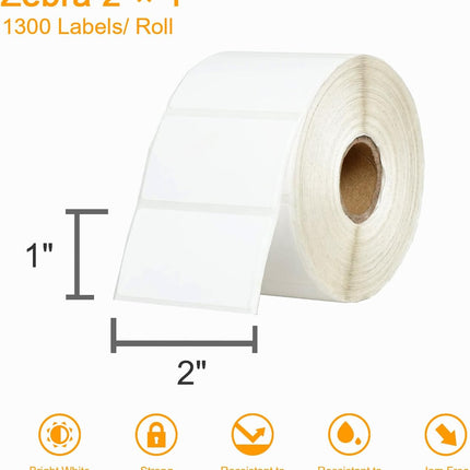 【15600 Labels/12 Rolls】 3-Proof 1" Core  2" x 1" Direct Thermal Label (51mm x 25mm) Multipurpose Shipping Address Barcodes Labels Compatible for Zebra & Rollo Desktop Label Printer.