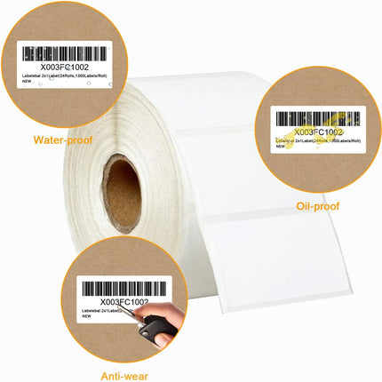 【15600 Labels/12 Rolls】 3-Proof 1" Core  2" x 1" Direct Thermal Label (51mm x 25mm) Multipurpose Shipping Address Barcodes Labels Compatible for Zebra & Rollo Desktop Label Printer.