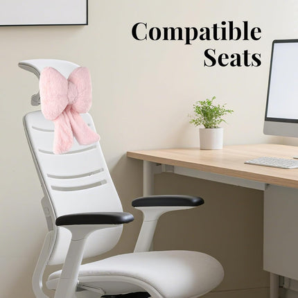 2 Pack Bow Car Headrest Pillows Plush Neck Pillows for Travel Driving Office Chair Head Support Cushions, Also Cute Car Decor Accessories for Women (Pink).