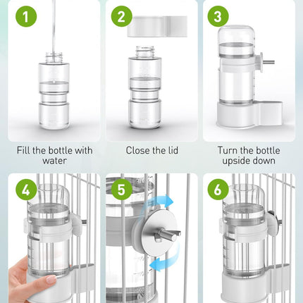 Bird Water Dispenser, Automatic Water Feeder, Plastic Cage Water Dispenser, White Parrot Waterer for Small Parakeet Cockatiel Budgie Lovebirds (Not Fit for Food Feeding).