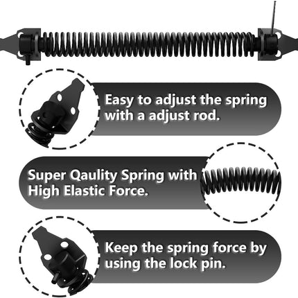 2 Pack 14" Fence gate Spring self Closing and Adjustable for Wooden or Vinyl Fence,Carbon Steel,Black(gate spring-14-2").