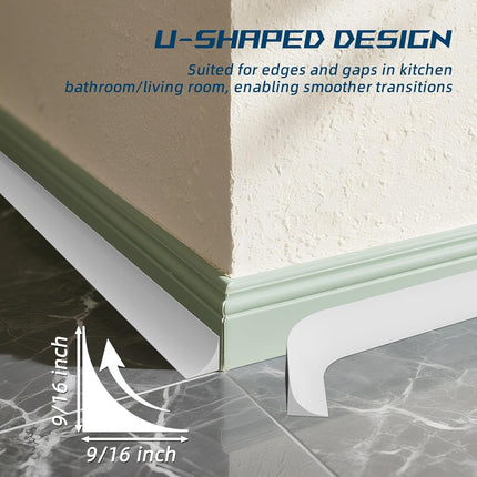 Flexible Quarter Round Molding Trim - Peel and Stick Silicone Caulk Strip,Shoe Molding for Floor Edge,Wall Corner,Staircase,Cabinet,Baseboard and Window Sill in Bathroom/Kitchen/Living Room,118 Inch.