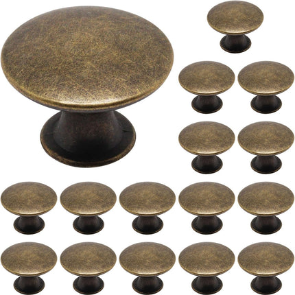 16 Pack Antique Brass Cabinet Knobs, Round Dresser Knobs Kitchen Drawer Knob, Single Hole Cupboard Door Knob Dresser Drawer Pulls Handles.