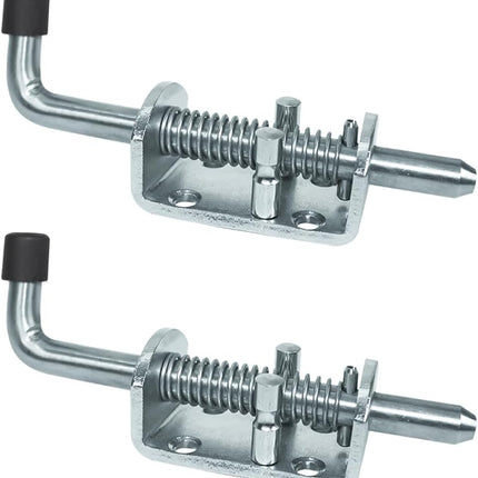 Spring Loaded Gate Latch Pin Barrel Bolt 6in x 1/2in Stem Durable Zinc Plated Solid Steel Heavy Duty for Tailgate - 2pcs.