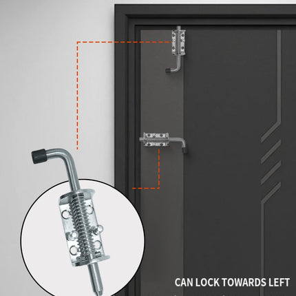 Spring Loaded Gate Latch Pin Barrel Bolt 6in x 1/2in Stem Durable Zinc Plated Solid Steel Heavy Duty for Tailgate - 2pcs.