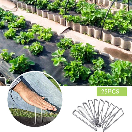 12 Inch Galvanized Garden Landscape Staples Stakes, 25 50 100 PCS Anti-Rust Garden Staples Tent Ground Stakes U-Shaped Landscape Pins for Secure Lawn Fabric, Decoration (25, 12 Inch).