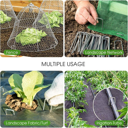 12 Inch Galvanized Garden Landscape Staples Stakes, 25 50 100 PCS Anti-Rust Garden Staples Tent Ground Stakes U-Shaped Landscape Pins for Secure Lawn Fabric, Decoration (25, 12 Inch).