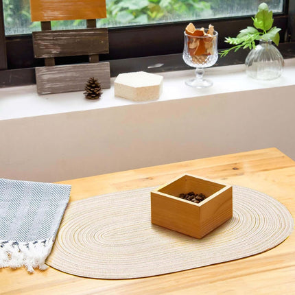 Oval Braided Placemats Set of 6 Woven 12x17.5 Inch Non Slip Washable Heat Resistant Place Mats Round Tablemats for Dining Kitchen Party Daily Table Decor Dinner Mats (Beige, 6).