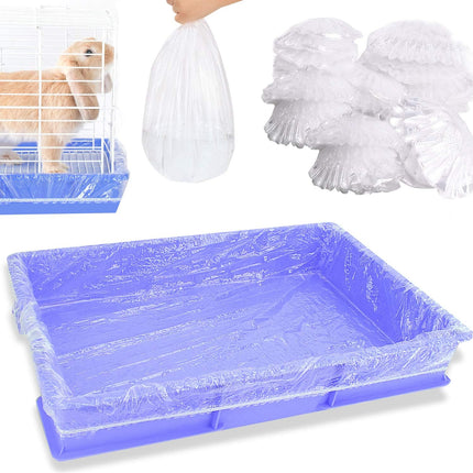 50 pcs Disposable Cage Liners, Clear Plastic Rabbit Cage Liner Bag, Universal Toilet Film for Bunny, Hamster, Totoro, Hedgehog, Guinea Pig and Small Animals..