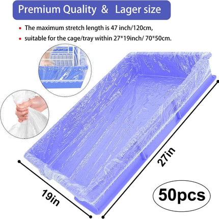 50 pcs Disposable Cage Liners, Clear Plastic Rabbit Cage Liner Bag, Universal Toilet Film for Bunny, Hamster, Totoro, Hedgehog, Guinea Pig and Small Animals..