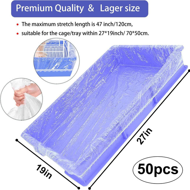 50 pcs Disposable Cage Liners, Clear Plastic Rabbit Cage Liner Bag, Universal Toilet Film for Bunny, Hamster, Totoro, Hedgehog, Guinea Pig and Small Animals..