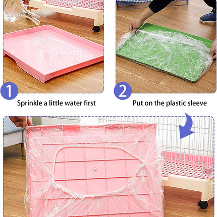 50 pcs Disposable Cage Liners, Clear Plastic Rabbit Cage Liner Bag, Universal Toilet Film for Bunny, Hamster, Totoro, Hedgehog, Guinea Pig and Small Animals..