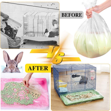 50 pcs Disposable Cage Liners, Clear Plastic Rabbit Cage Liner Bag, Universal Toilet Film for Bunny, Hamster, Totoro, Hedgehog, Guinea Pig and Small Animals..
