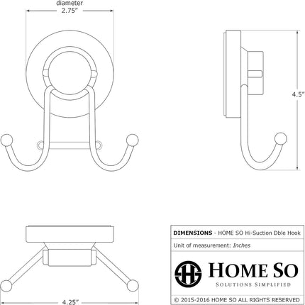Suction Cup Hooks for Shower, Bathroom, Kitchen, Glass Door, Mirror, Tile – Loofah, Towel, Coat, Bath Robe Hook Holder for Hanging up to 15 lbs – Rustproof Chrome Stainless Steel (2-Pack).