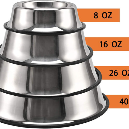 2Packs Stainless Steel Dog Bowl with Anti-Skid Rubber Base for Small/Medium/Large Pet, Perfect Dish, Pets Feeder Bowl and Water Bowl Perfect Choice for Dog Puppy Cat and Kitten (16oz).
