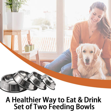 2Packs Stainless Steel Dog Bowl with Anti-Skid Rubber Base for Small/Medium/Large Pet, Perfect Dish, Pets Feeder Bowl and Water Bowl Perfect Choice for Dog Puppy Cat and Kitten (16oz).