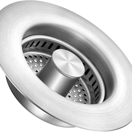 Sink Drain Strainer Kitchen Sink Drain Strainer&Sink Stopper,Stainless Steel Pop up Sink Drain Strainer,Anti-Clogging Basket Strainer,High Durability with Brass Core,Fit 3-1/2",Chrome.