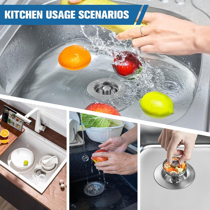 Sink Drain Strainer Kitchen Sink Drain Strainer&Sink Stopper,Stainless Steel Pop up Sink Drain Strainer,Anti-Clogging Basket Strainer,High Durability with Brass Core,Fit 3-1/2",Chrome.