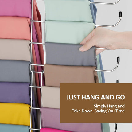 Legging Organizer for Closet, 2 Pack Rotatable Yoga Pants Hanger for Women's XS-XL and Girls' Leggings, Holds Up to 40 Pairs, Space-Saving Closet Organizers and Storage, Silver.