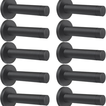 DOKU 10Pcs Door Stop, 3.5 Inch Heavy Duty 304 Stainless Steel Door Stopper with Rubber Tips Bumper, Wall Mounted Door Holder Protection Sound Dampening, Matte Black.