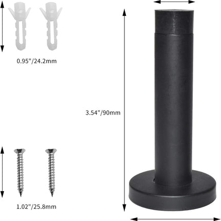 DOKU 10Pcs Door Stop, 3.5 Inch Heavy Duty 304 Stainless Steel Door Stopper with Rubber Tips Bumper, Wall Mounted Door Holder Protection Sound Dampening, Matte Black.