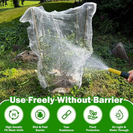 4 Pack Garden Mesh Netting for Plants 2.6x3.3ft - 3.3x4.9ft Insect Bird Netting Pest Barrier Bag with Drawstring 2 Size Fruits Tree Blueberry Bush Netting Cover Bag Protection for Vegetables Tomato.