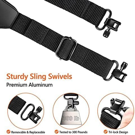Two Point Sling with Swivels, Comfortable Neoprene Padded, Length Adjustable Shoulder Strap for Outdoors.