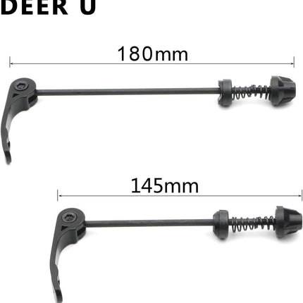 Road Mountain Bicycle MTB Wheel Hub Front and Rear Skewers Quick Release Clip Bolt Lever Axle QR 145/180 mm, a Pair.