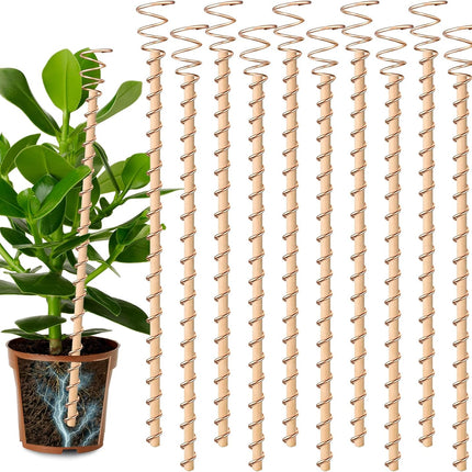 10pcs Electroculture Plant Stakes, 13.5''/17" Available Copper Coil Wire Antennas Garden Stakes, Tensor Rings Kit, Copper Rods Electronic Planting for Growing Vegetable Garden Plants Support.
