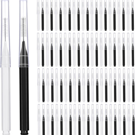 100 Pieces Braces Brush for Cleaner Interdental Brush Toothpick Dental Tooth Flossing Head Oral Dental Hygiene Flosser Toothpick Cleaners Tooth Cleaning Tool (Black, White).